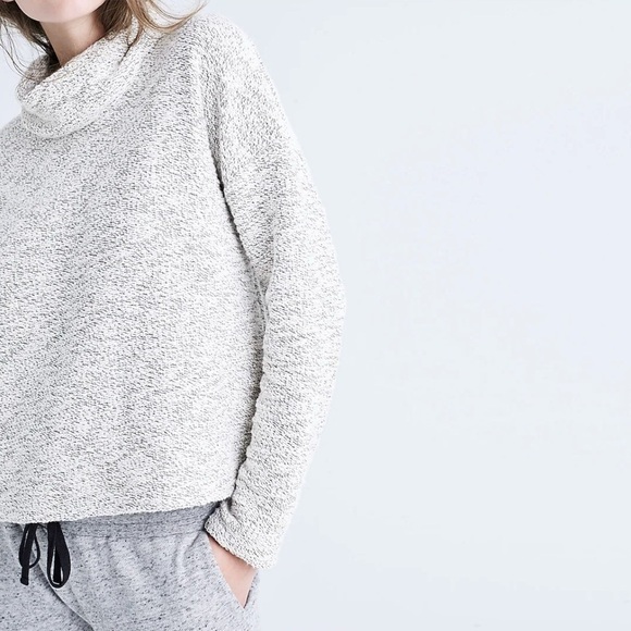 MADEWELL Marled Pullover Top Grey Medium - Picture 2 of 10